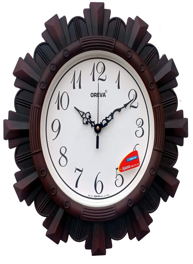 Oreva Plastic Wooden Look Designer Abstract Wall Clock (32 x 32 x 4 cm, Cola, AQ 6217)-Analog - Image 1